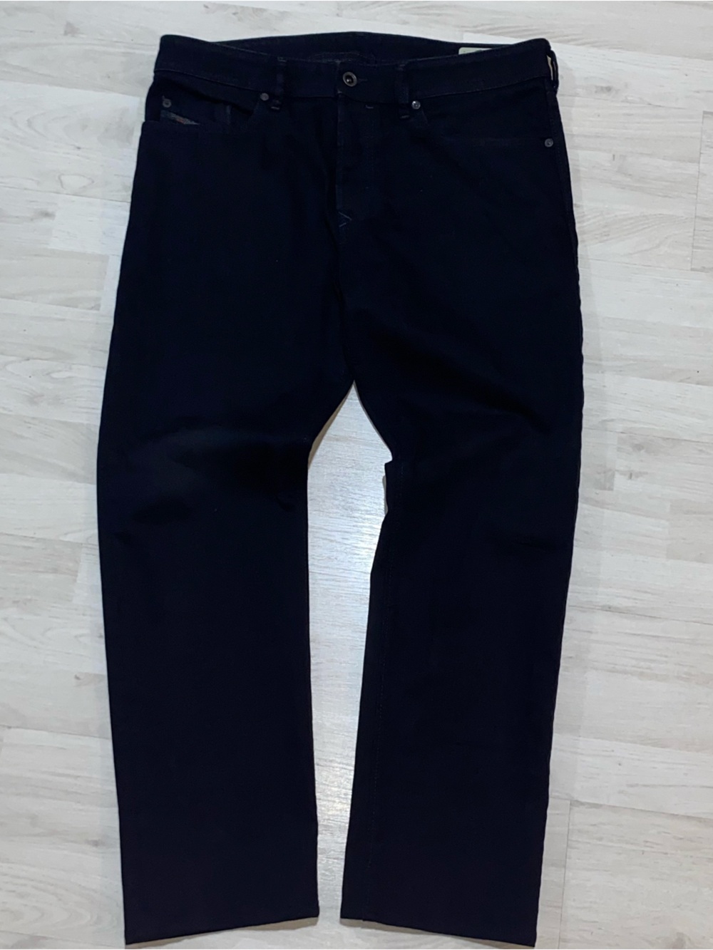 Diesel Jeans Mens 34x32 Buster Regular Slim Tapered Faded Black Button Fly